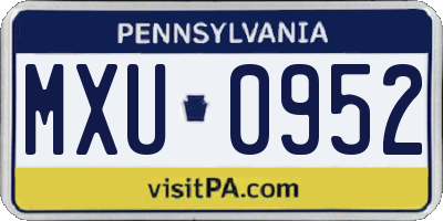 PA license plate MXU0952