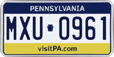 PA license plate MXU0961