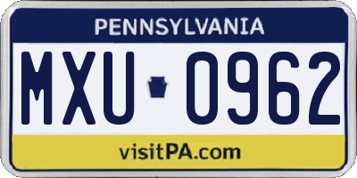 PA license plate MXU0962