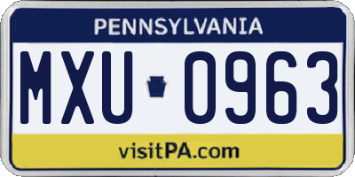 PA license plate MXU0963