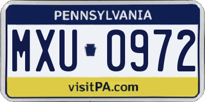 PA license plate MXU0972