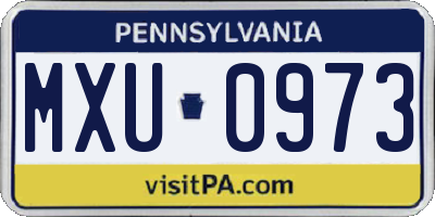 PA license plate MXU0973