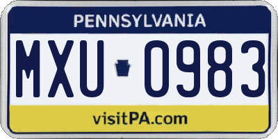 PA license plate MXU0983