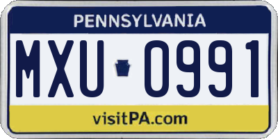 PA license plate MXU0991