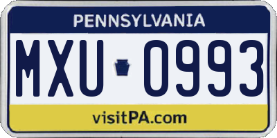 PA license plate MXU0993