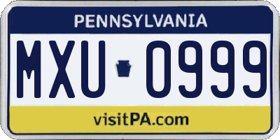 PA license plate MXU0999
