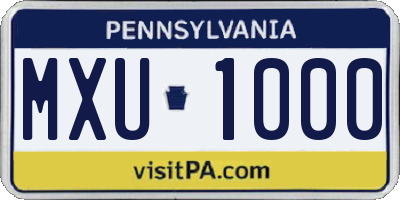 PA license plate MXU1000