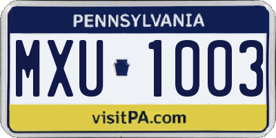 PA license plate MXU1003