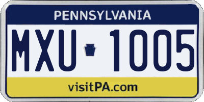 PA license plate MXU1005