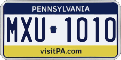 PA license plate MXU1010