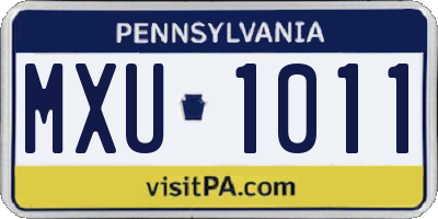 PA license plate MXU1011