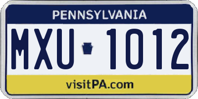 PA license plate MXU1012