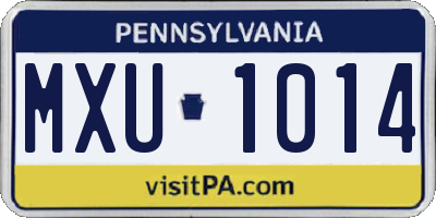 PA license plate MXU1014