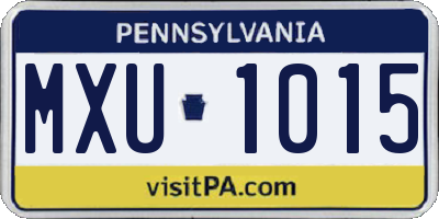 PA license plate MXU1015