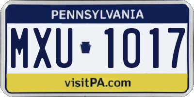 PA license plate MXU1017