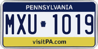 PA license plate MXU1019