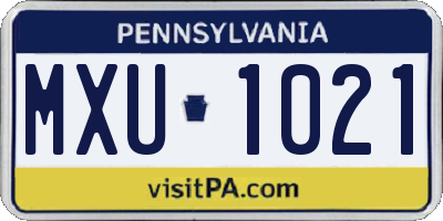 PA license plate MXU1021
