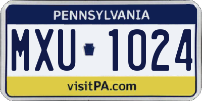 PA license plate MXU1024