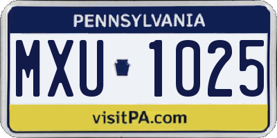 PA license plate MXU1025