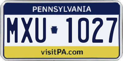PA license plate MXU1027