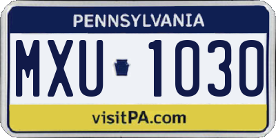 PA license plate MXU1030