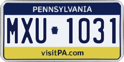 PA license plate MXU1031
