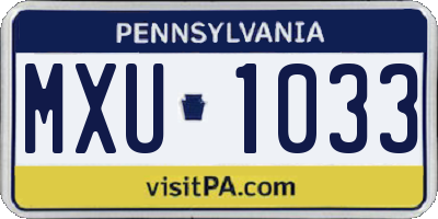 PA license plate MXU1033