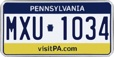 PA license plate MXU1034
