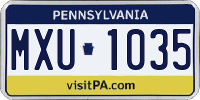 PA license plate MXU1035