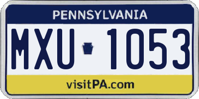 PA license plate MXU1053