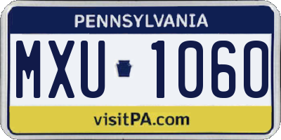 PA license plate MXU1060