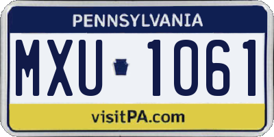 PA license plate MXU1061