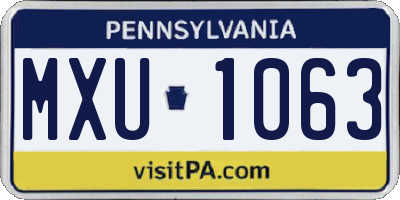 PA license plate MXU1063