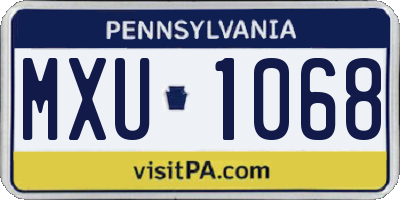 PA license plate MXU1068