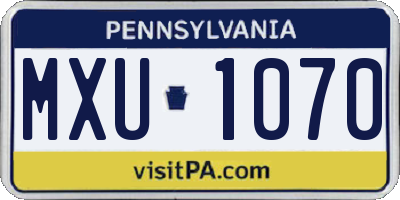 PA license plate MXU1070