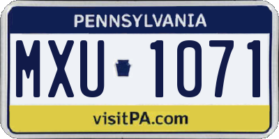 PA license plate MXU1071