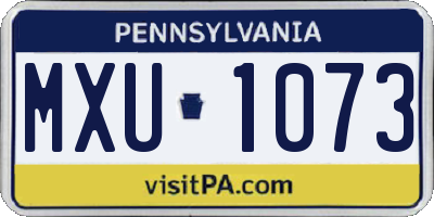 PA license plate MXU1073