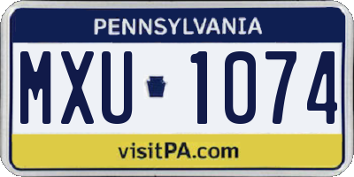 PA license plate MXU1074