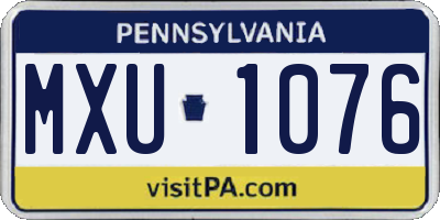 PA license plate MXU1076