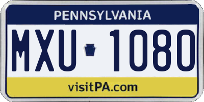 PA license plate MXU1080