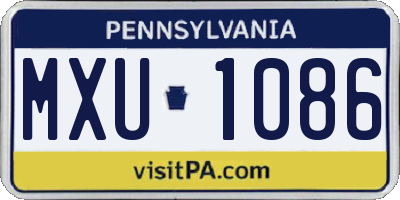 PA license plate MXU1086