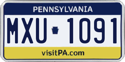 PA license plate MXU1091