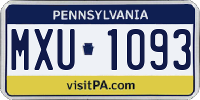 PA license plate MXU1093
