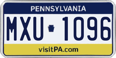 PA license plate MXU1096
