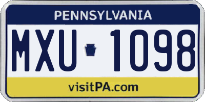 PA license plate MXU1098
