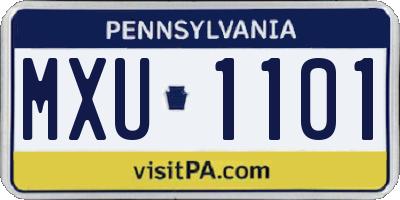 PA license plate MXU1101