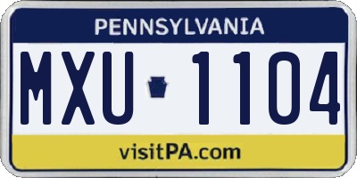 PA license plate MXU1104
