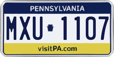 PA license plate MXU1107
