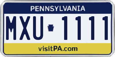 PA license plate MXU1111