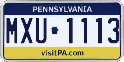 PA license plate MXU1113